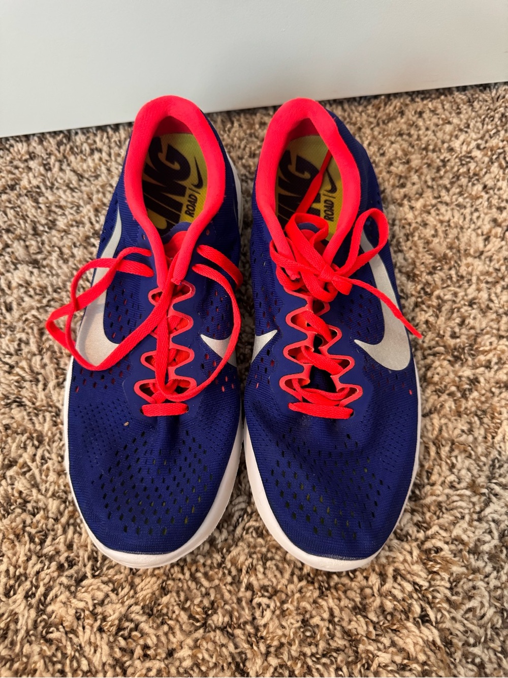 Nike Blue Running Shoes with coral Pink Accents